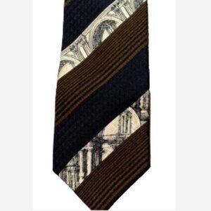 Structure Men's Tie Classic Cut 59" L Brown/Black Building Pillars 100% Silk USA